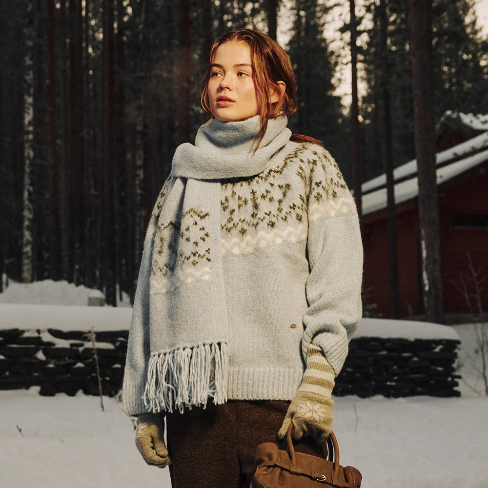 NOEL COWICHAN KNIT MUFFLER SET (BLUE)