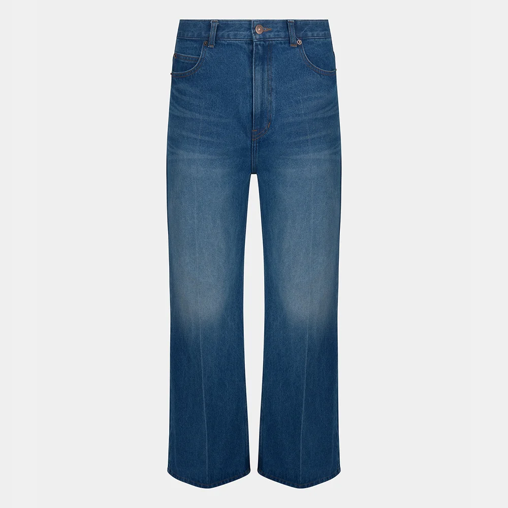 W TIMELESS WASHED FLARED JEANS - DARK BLUE