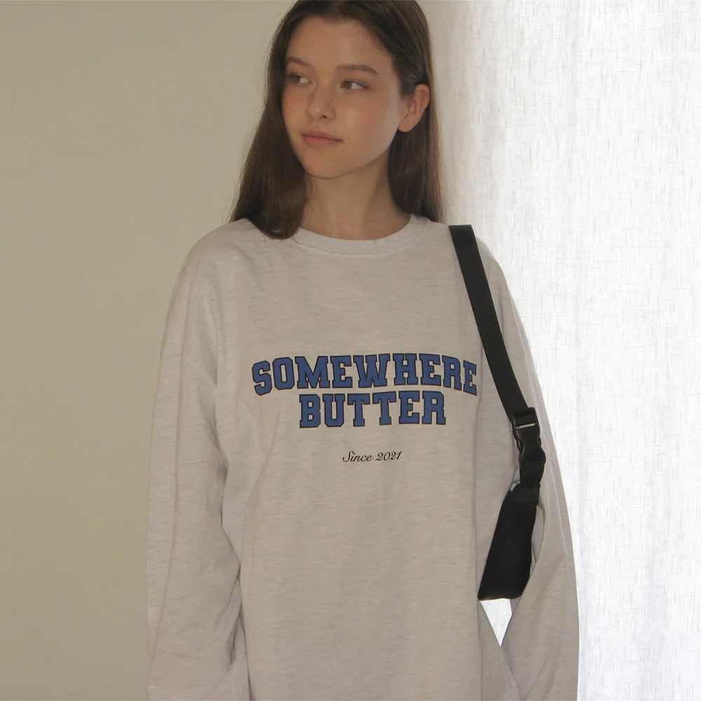 Campus Logo Long Top - White Melange