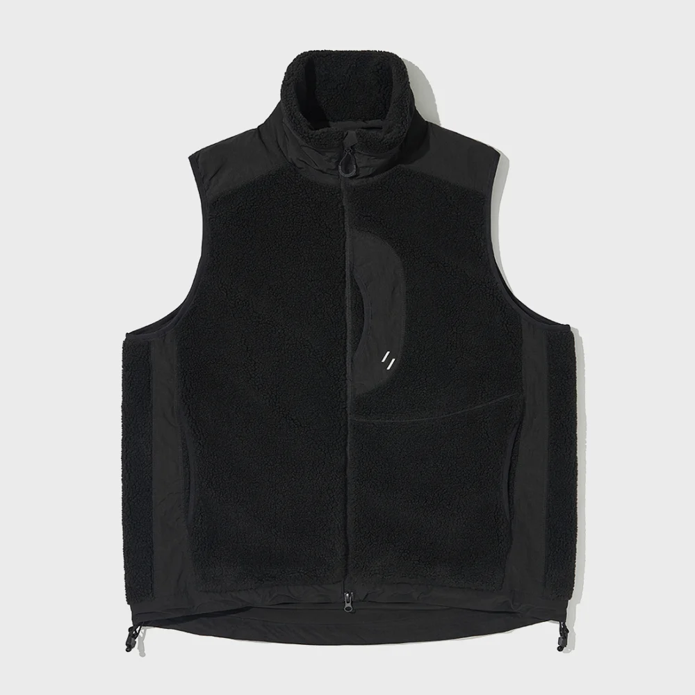 CHEST HOLEPOCKET FLEECE VEST_BLACK