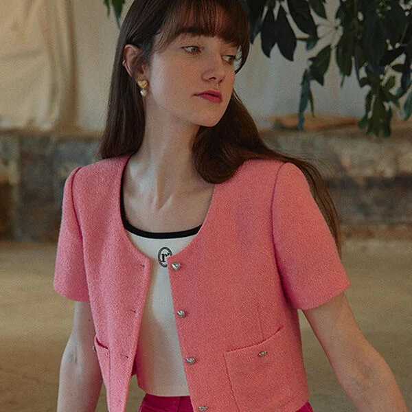 HALF TWEED JACKET PINK