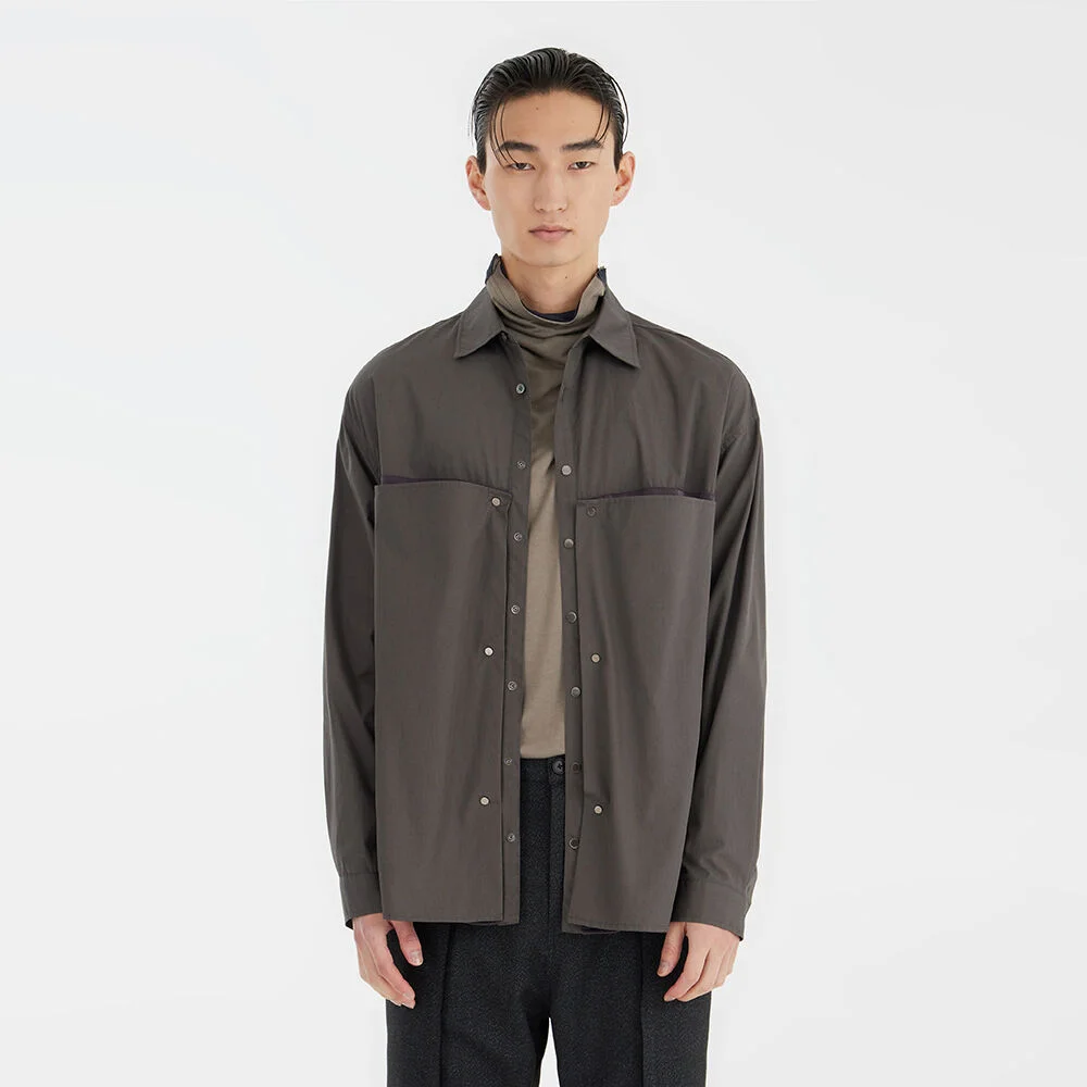 Hidden Panel Shirt - Charcoal Grey