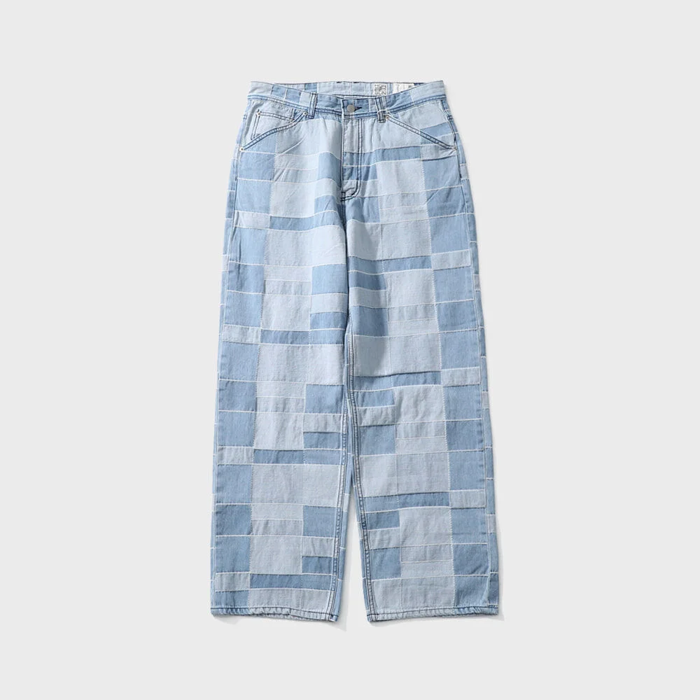 Blueborn Wide Pattern Denim Pants Light Blue