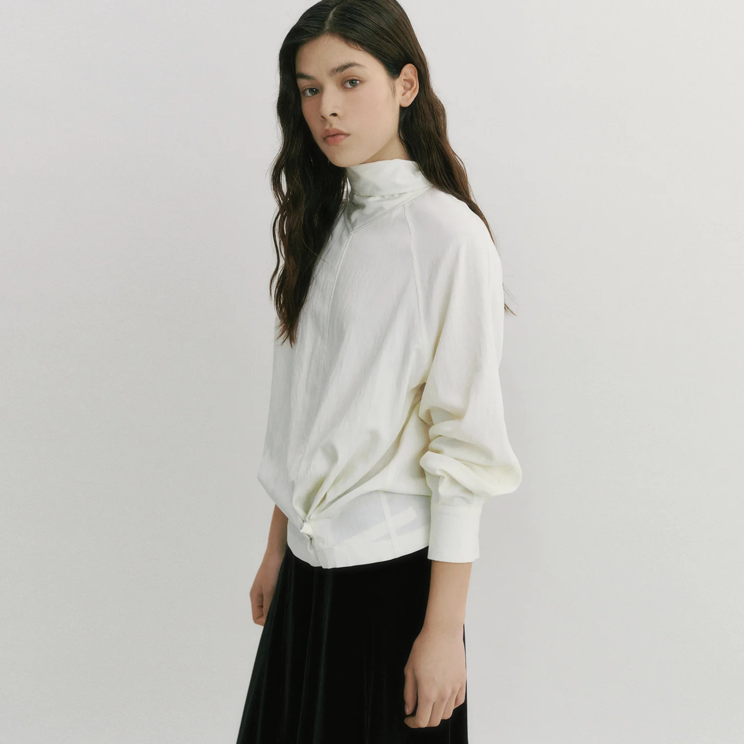 Raglan Tie Detail Blouson Blouse IVORY