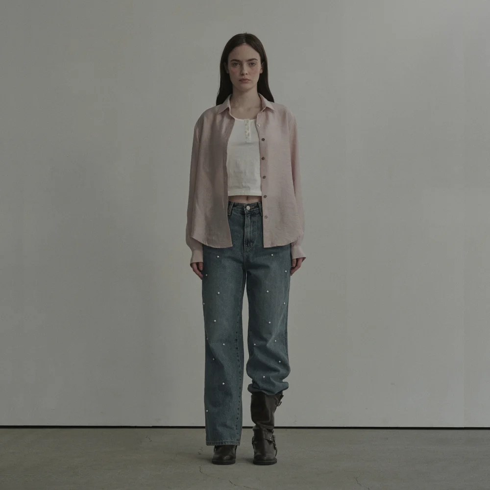 Moonlit Pearl Carter Straight Denim Jean - Mid Blue