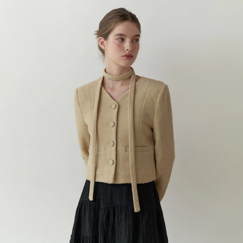 Curd tweed jacket (beige)