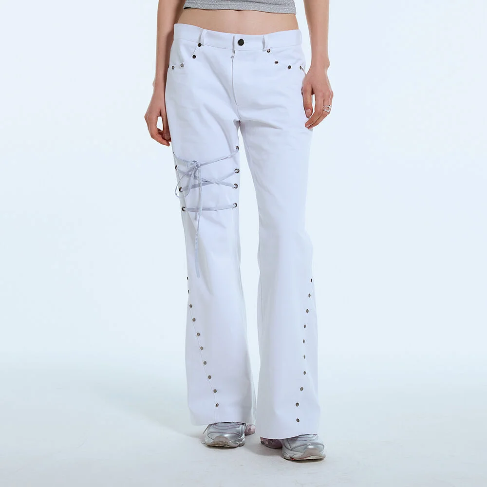L11 RIBBON BOOTSCUT PANTS(WHITE)