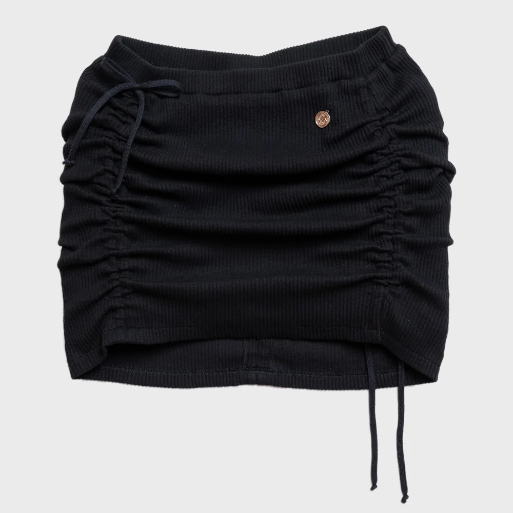 SHIRRING STRING SKIRT BLACK