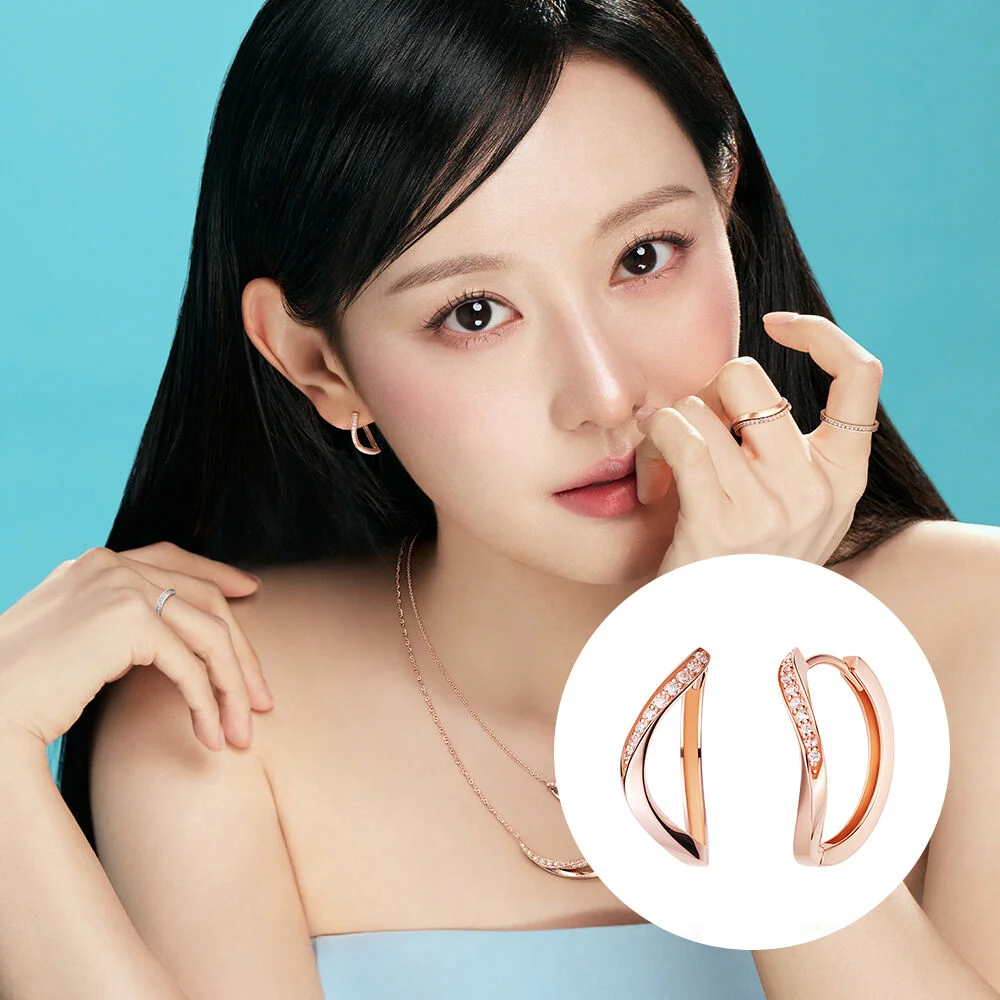 光澤紋理 14K 一觸即開 耳環 SA25A17P