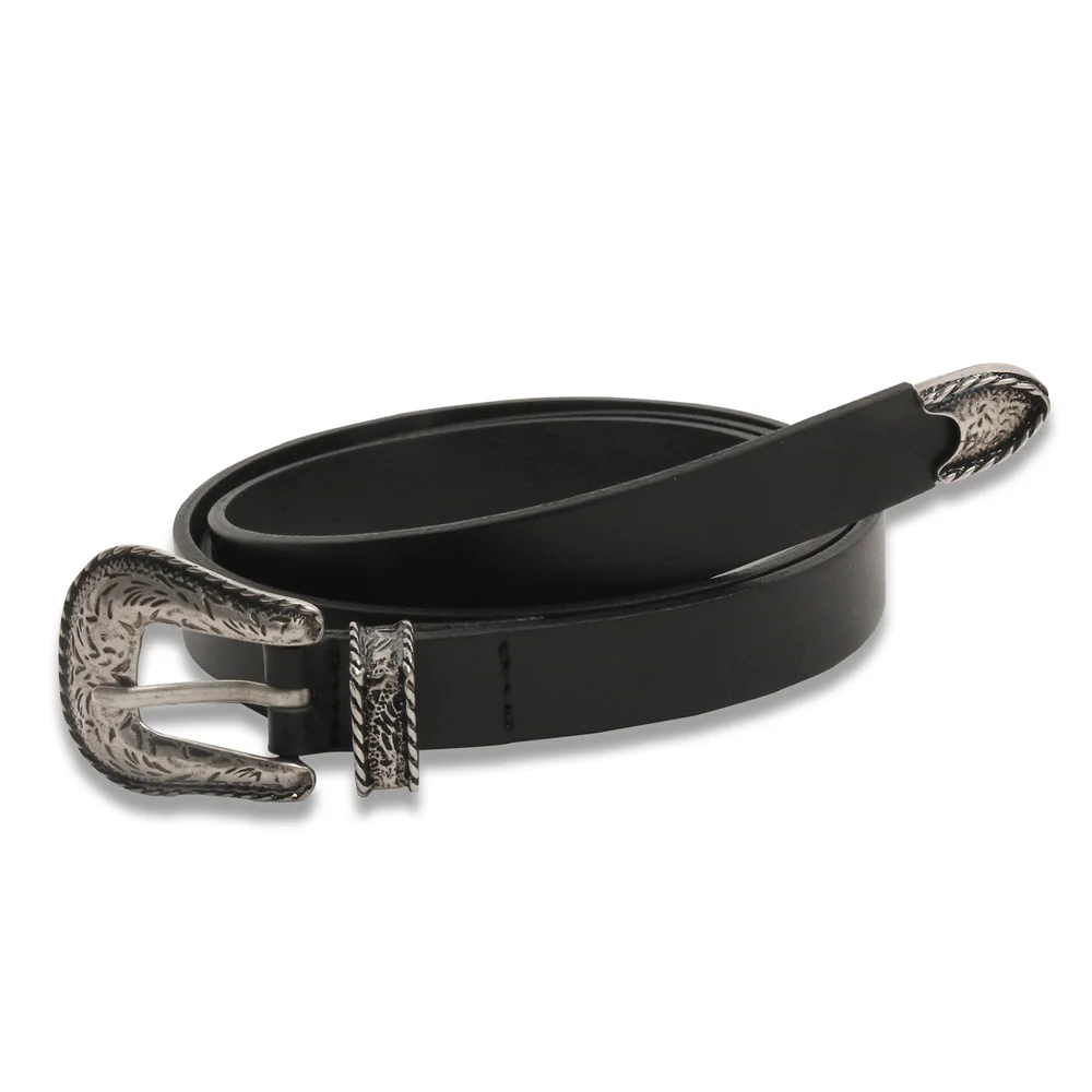 Western Cowhide Belt in Black