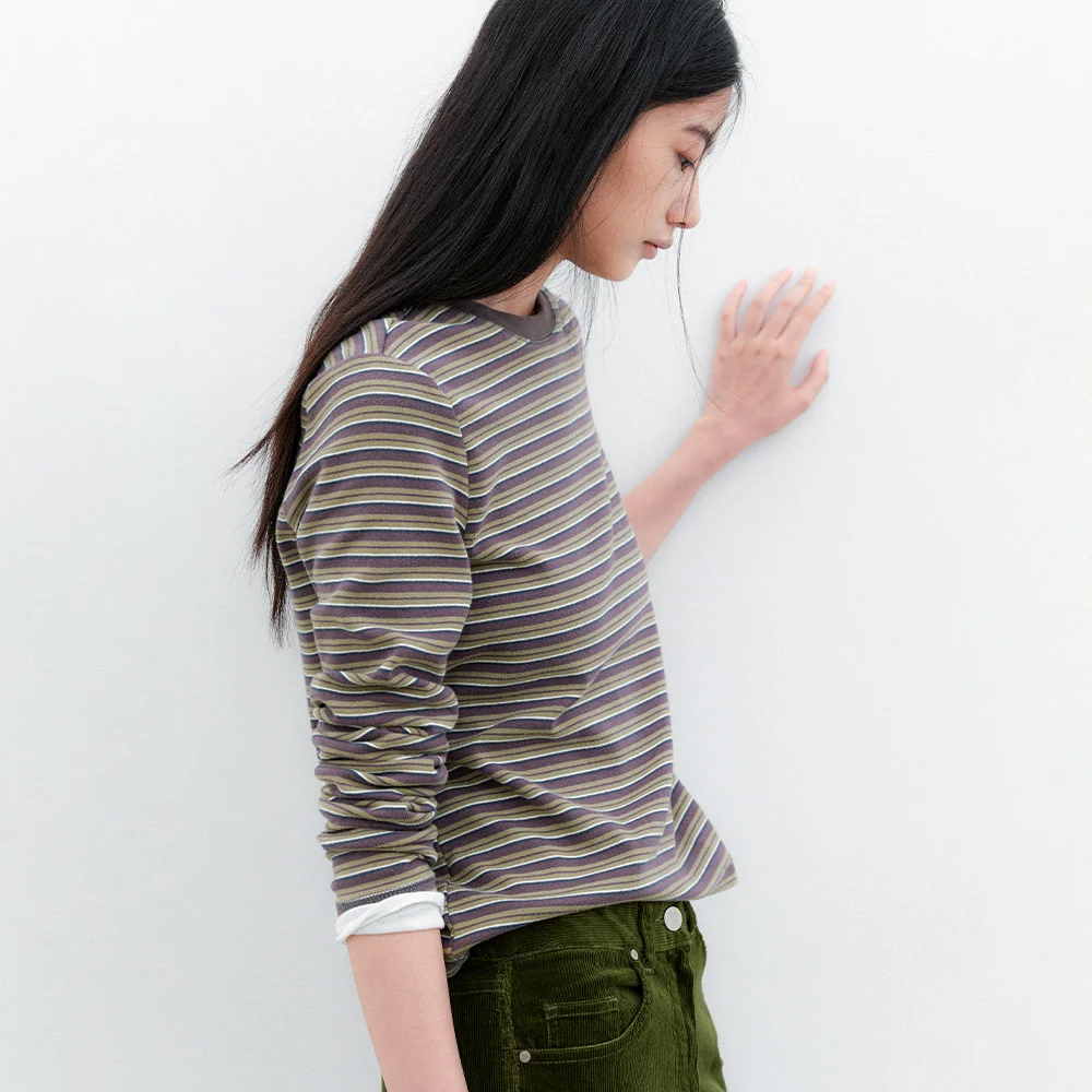 (T-7330)MULTI STRIPE STANDARD SLIMTEE
