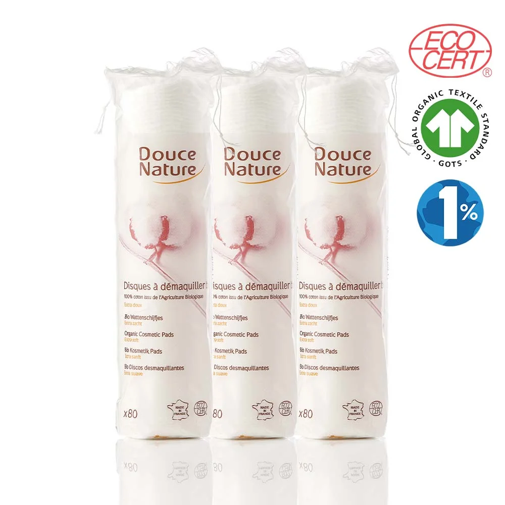 Douce Nature 有機 純棉 100% 圓形 化妝棉 80張 x3個