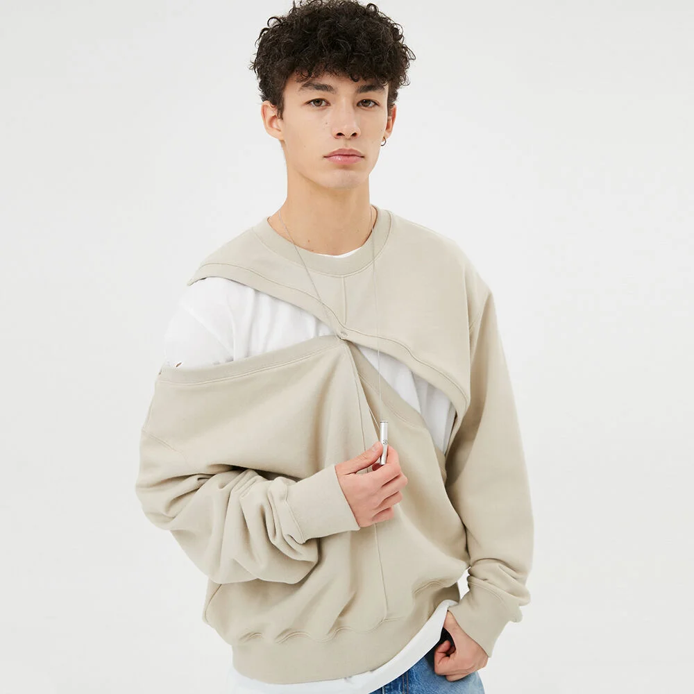 UNISEX, Cutting Detachable Sweatshirt / Cream