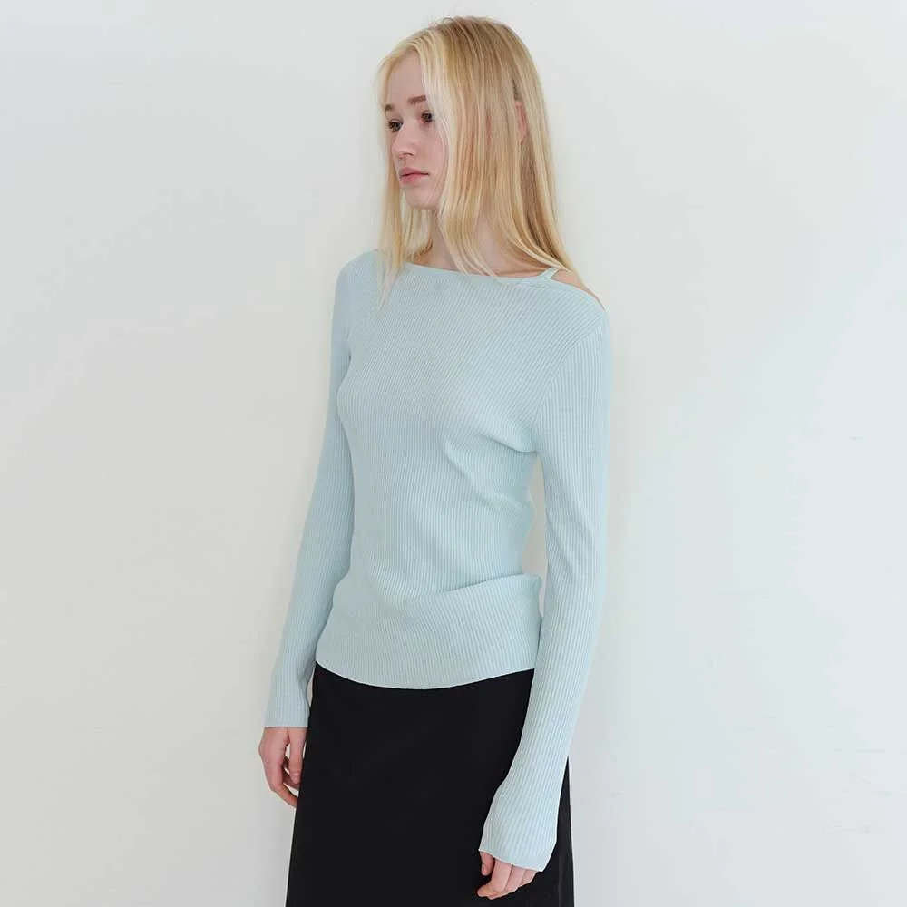 Ribbed Cut Out Knit(Light Blue)