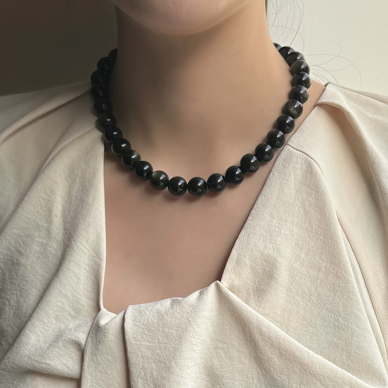 gold obsidian necklace(12mm)