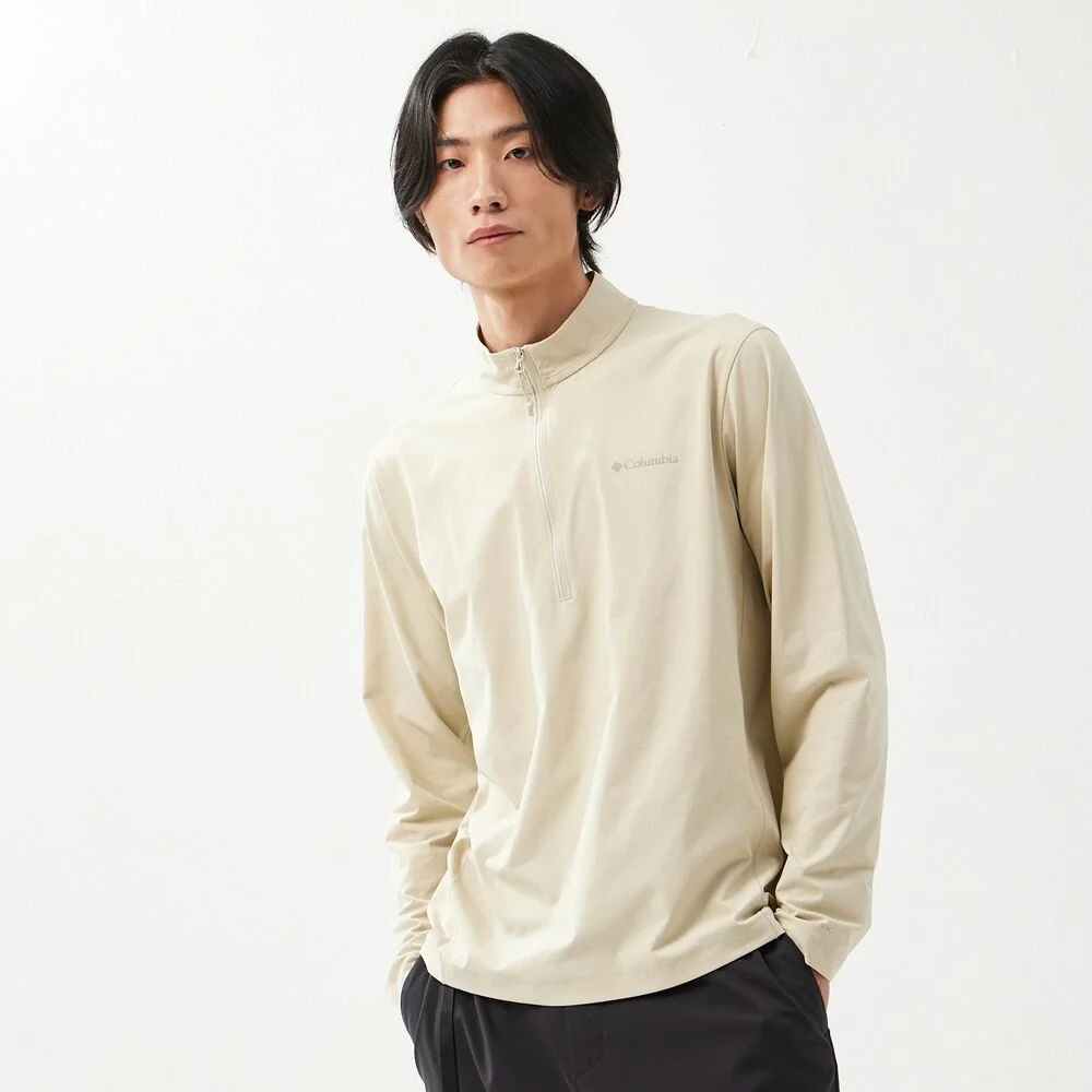 Columbia 男裝 365 山系 長袖 半拉鏈 T恤 象牙色 (C71YM6592102)