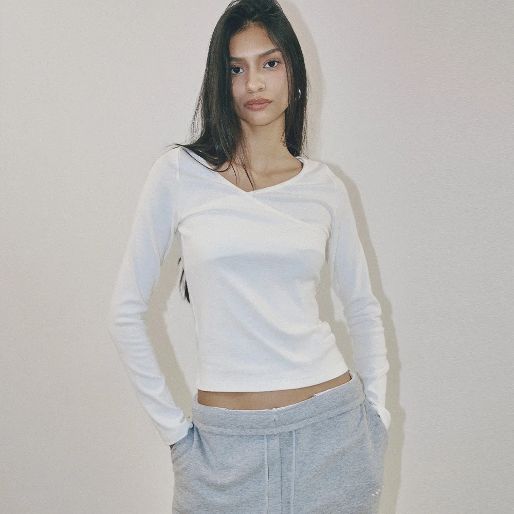 Flex Wrap Fit Long Sleeve Top 白色