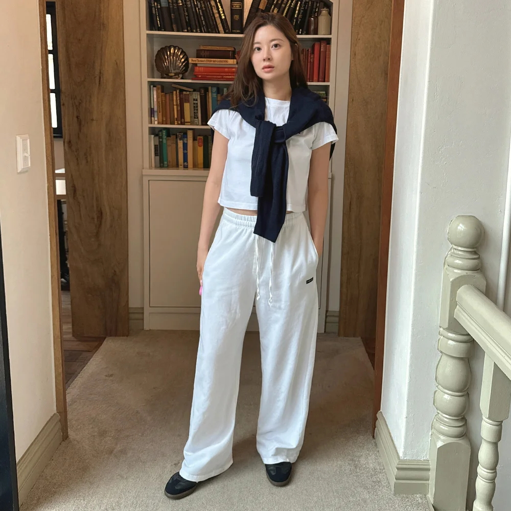 Semi Wide Logo Sweatpants 白色
