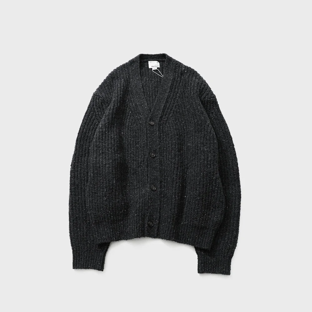 Eliot Low Gauge Knit Cardigan Melange Charcoal