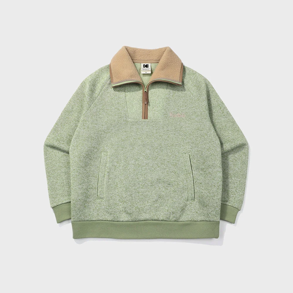 Brownie 微寬鬆版型 Light Warm 加絨 半拉鏈 衛衣 MINT GREEN
