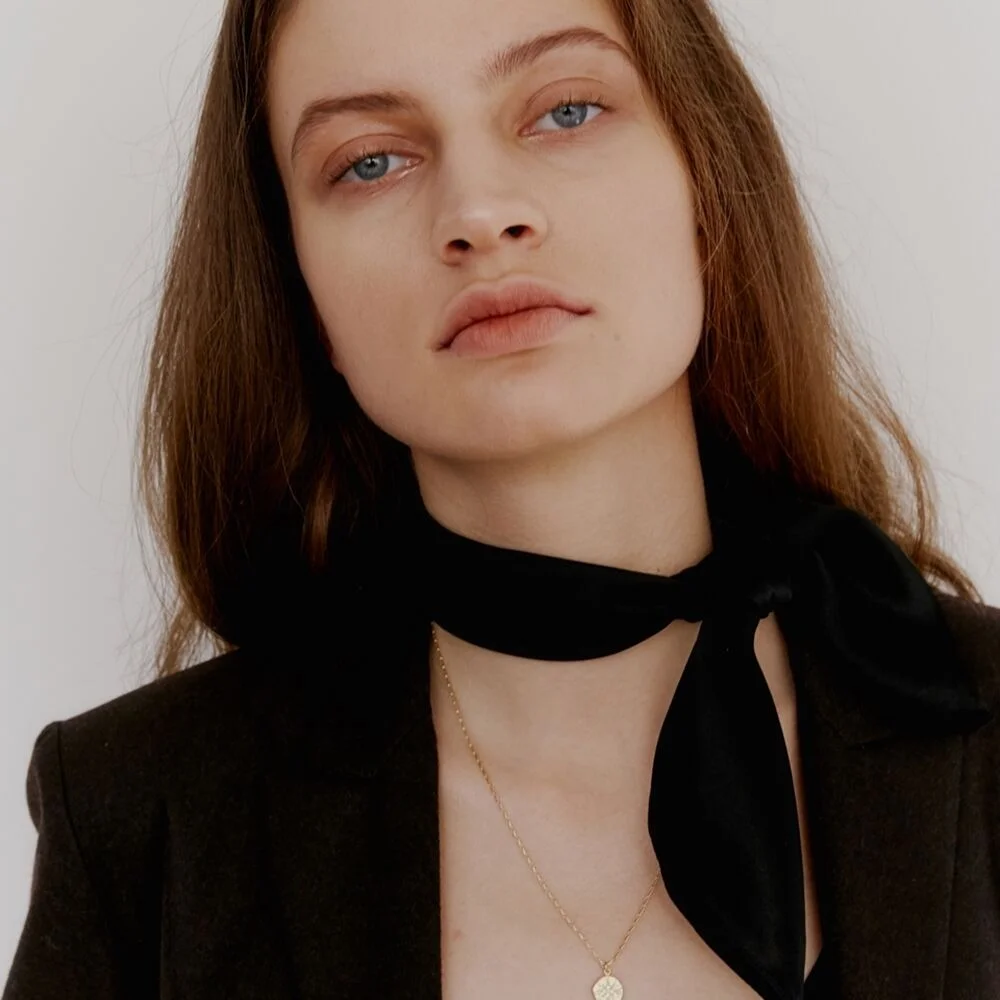 Chic Black Silk Scarf