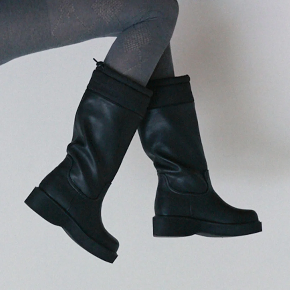 Napping Soft Leather Boots / Black