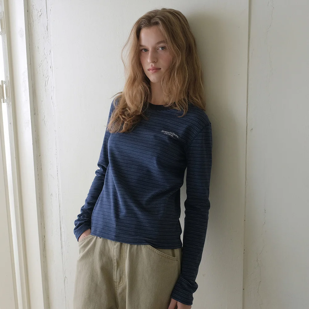 Warm Logo Stripe Top - Navy
