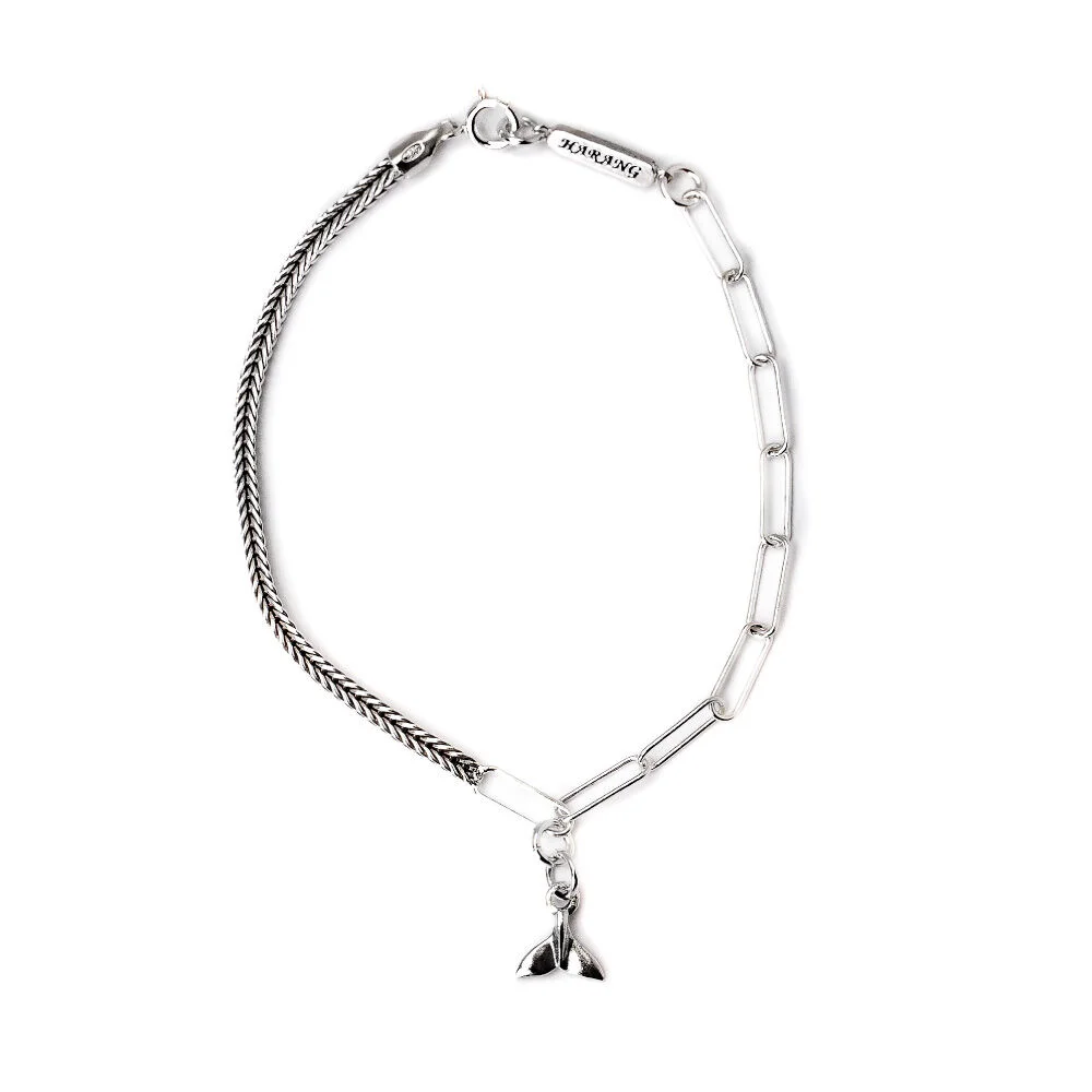 HR 109B_Whale Tail Half & Half Chain Bracelet (Silver 925)