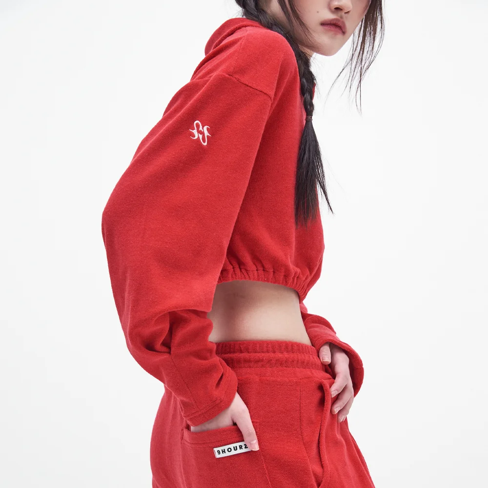 TERRIUS CROP SWEATSHIRT_ #CANDY APPLE RED