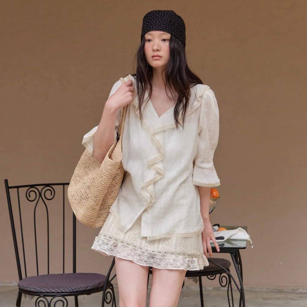 Summer Antique Waving Blouse_2Color