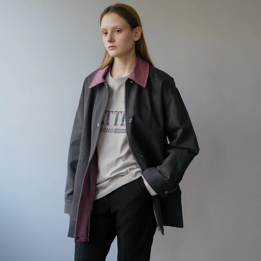 Collar half work jacket _Charcoal