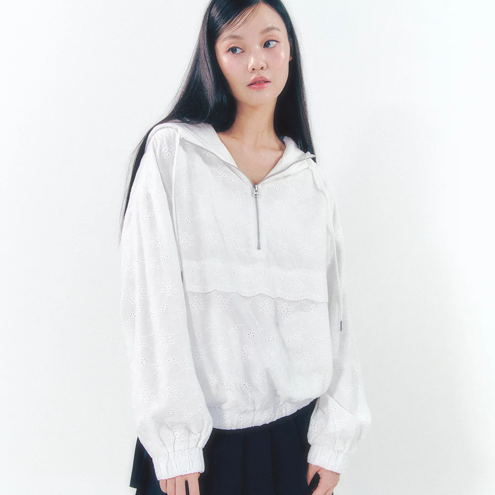 Lace Anorak Jumper White
