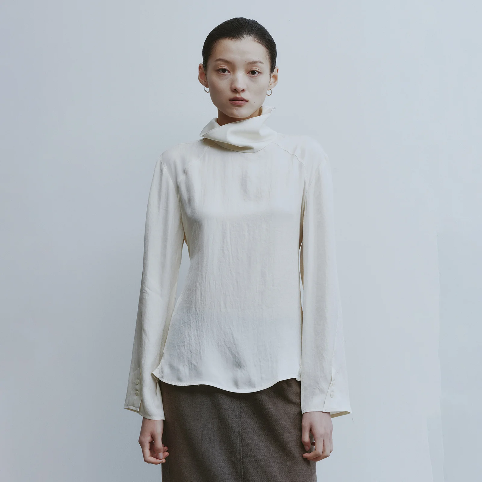 High Neck Shirring Top-Lemon