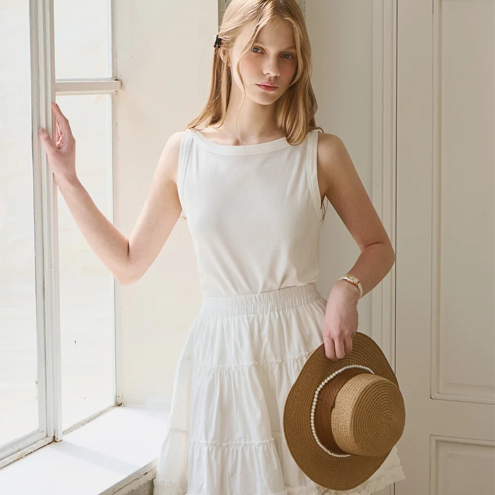 Boat neck sleeveless top_5 Colors