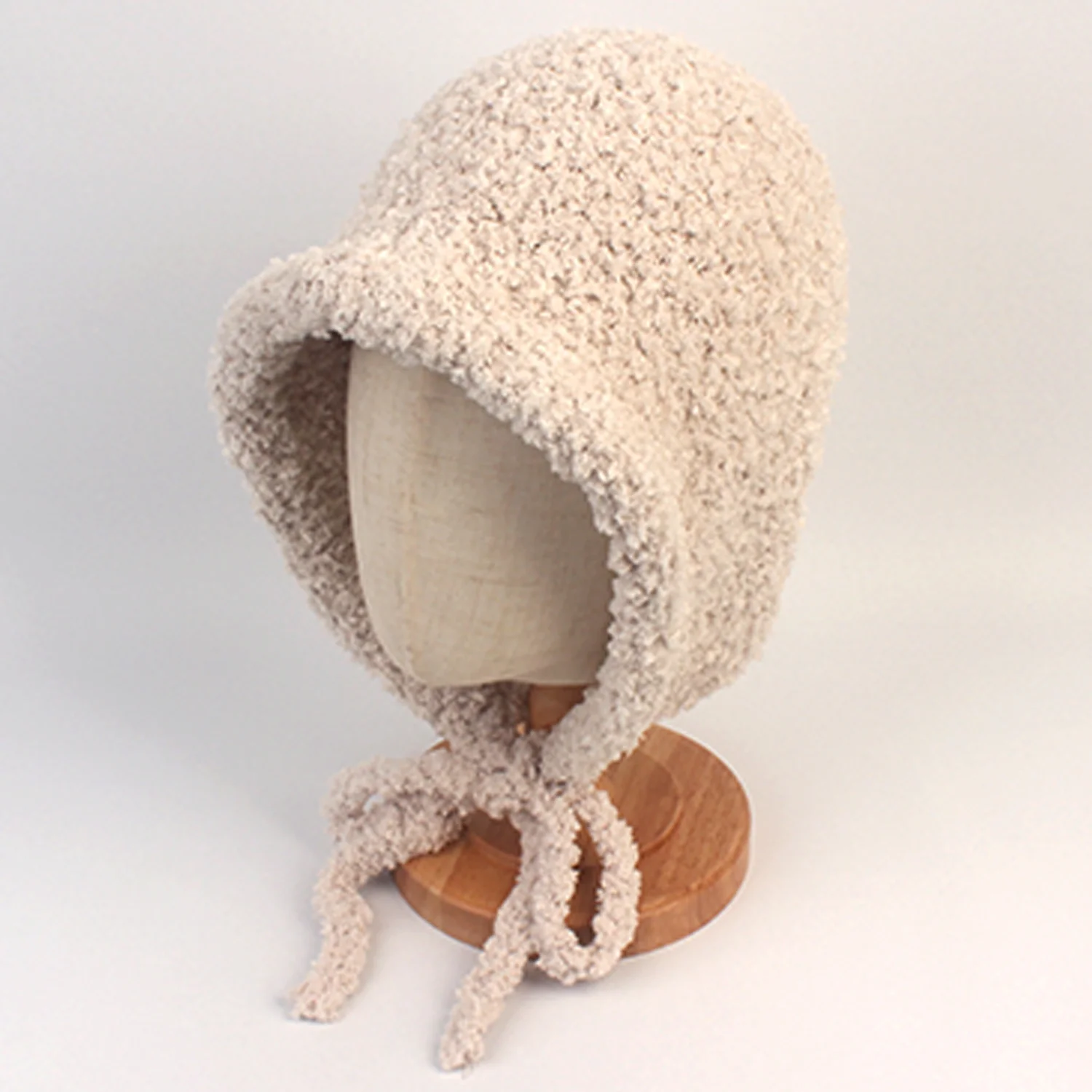 Fleece Beige Bonnet Hat Bonnet Hat