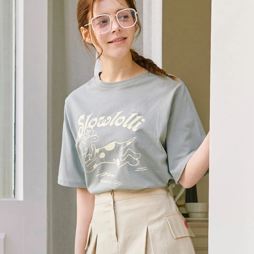Rolling puppy t-shirt - Mint gray