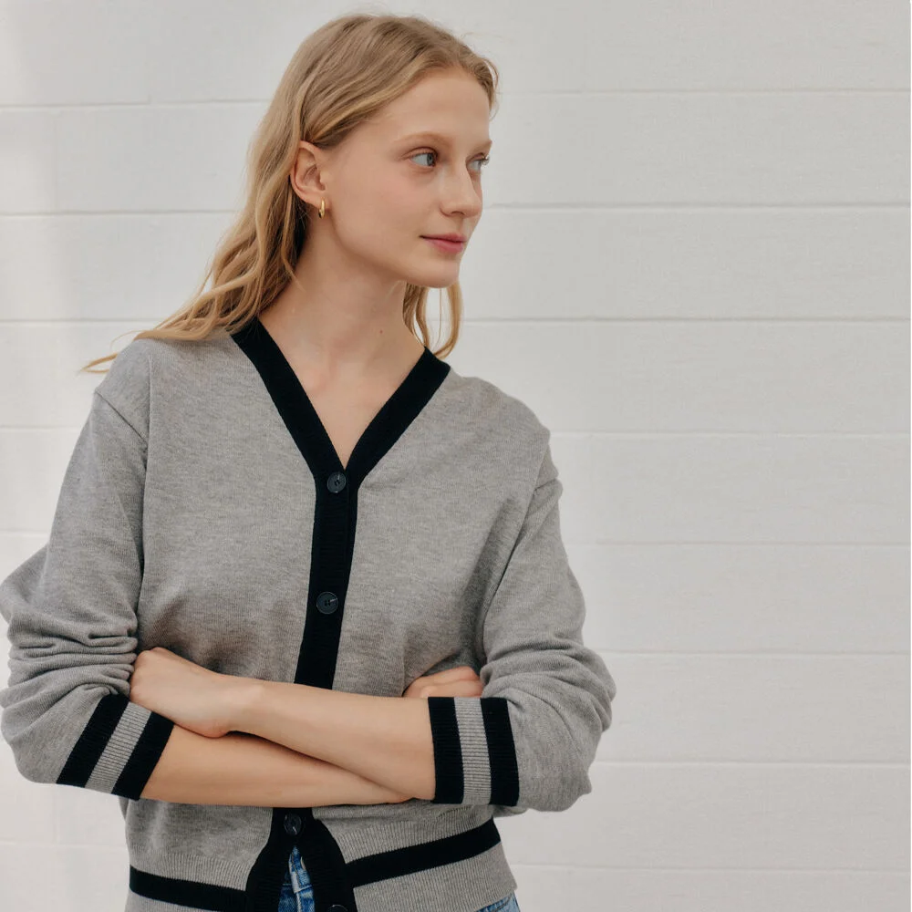 COLOR CARDIGAN_GRAY BLACK