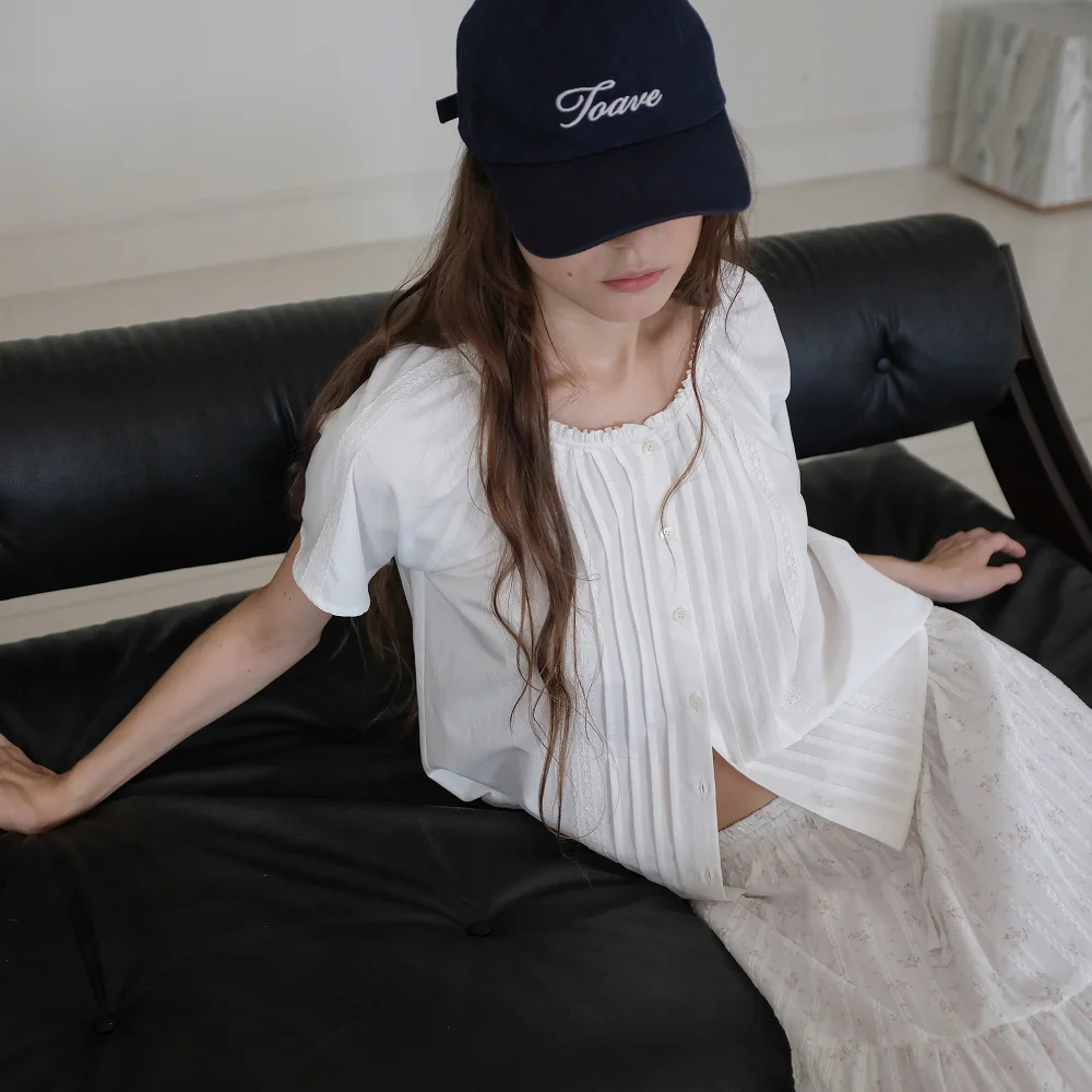 Sol Pintuck Lace Blouse (Ivory)