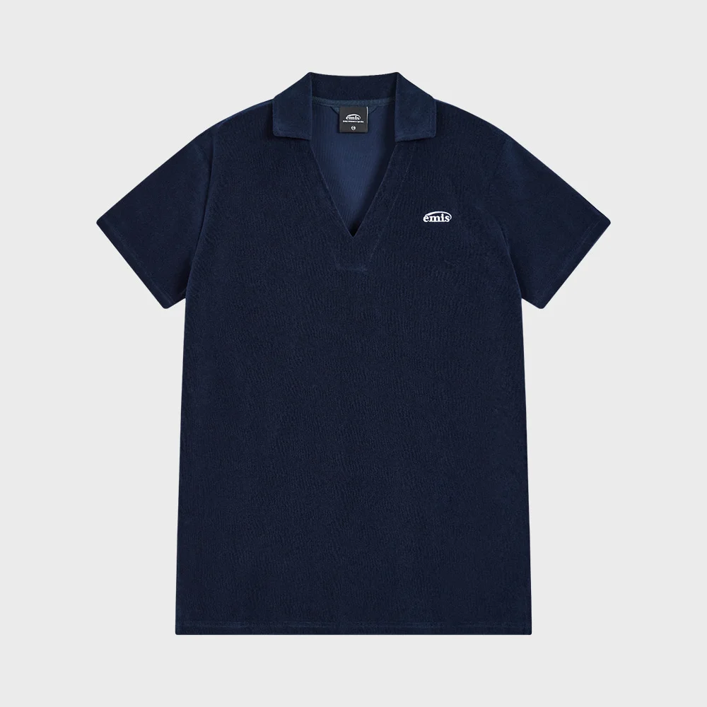 TERRY COLLARED DRESS-NAVY