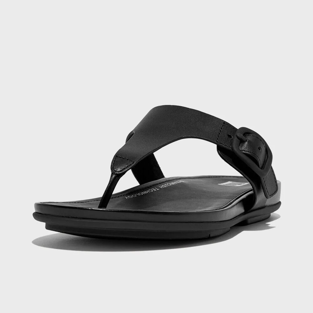 Gracie 扣環 Toe Post 皮革 人字拖 All Black