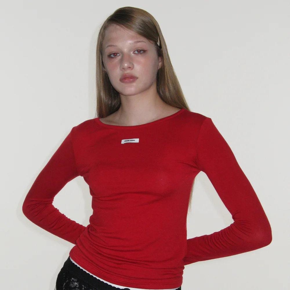 BASIC BOATNECK TOP_RED