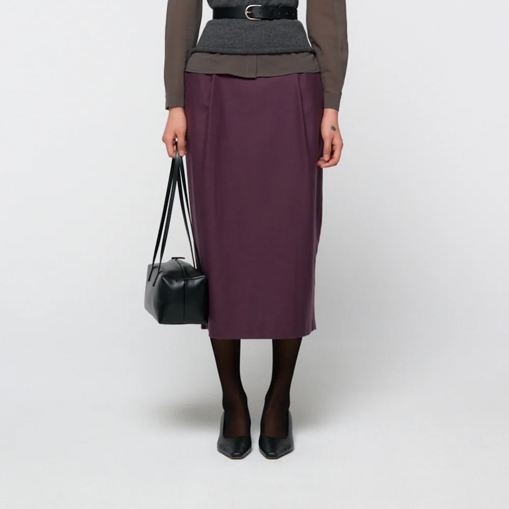 Wool pencil skirt, Burgundy