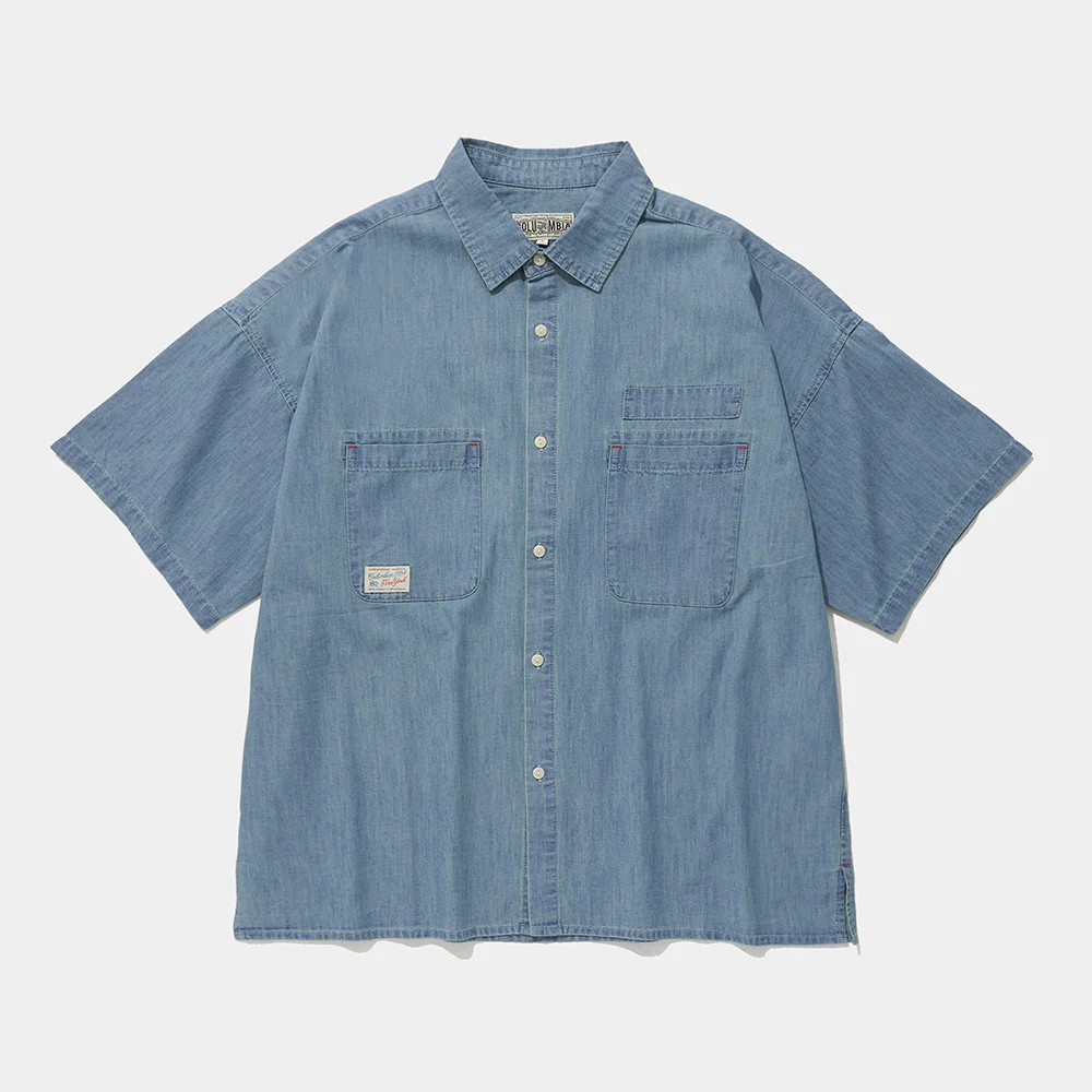 SL-LABEL BIG POCKET DENIM S/S SHIRTS_LIGHT JEAN