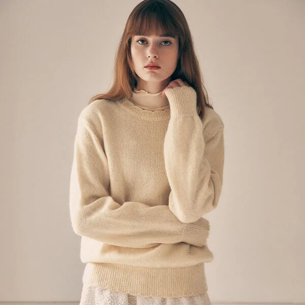 MOHAIR WOOL BLENDED KNIT BUTTER