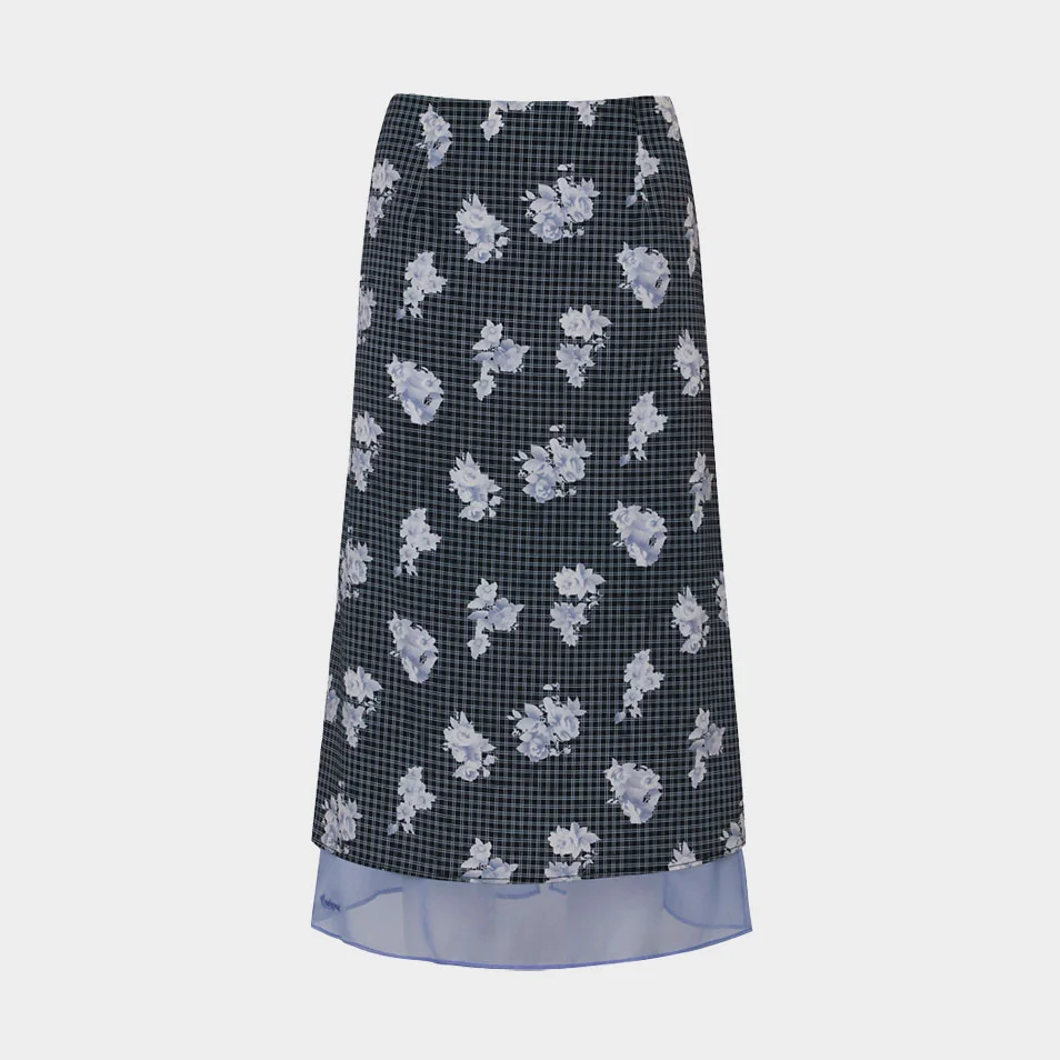 BonBon Floral Layered Skirt (Blue)
