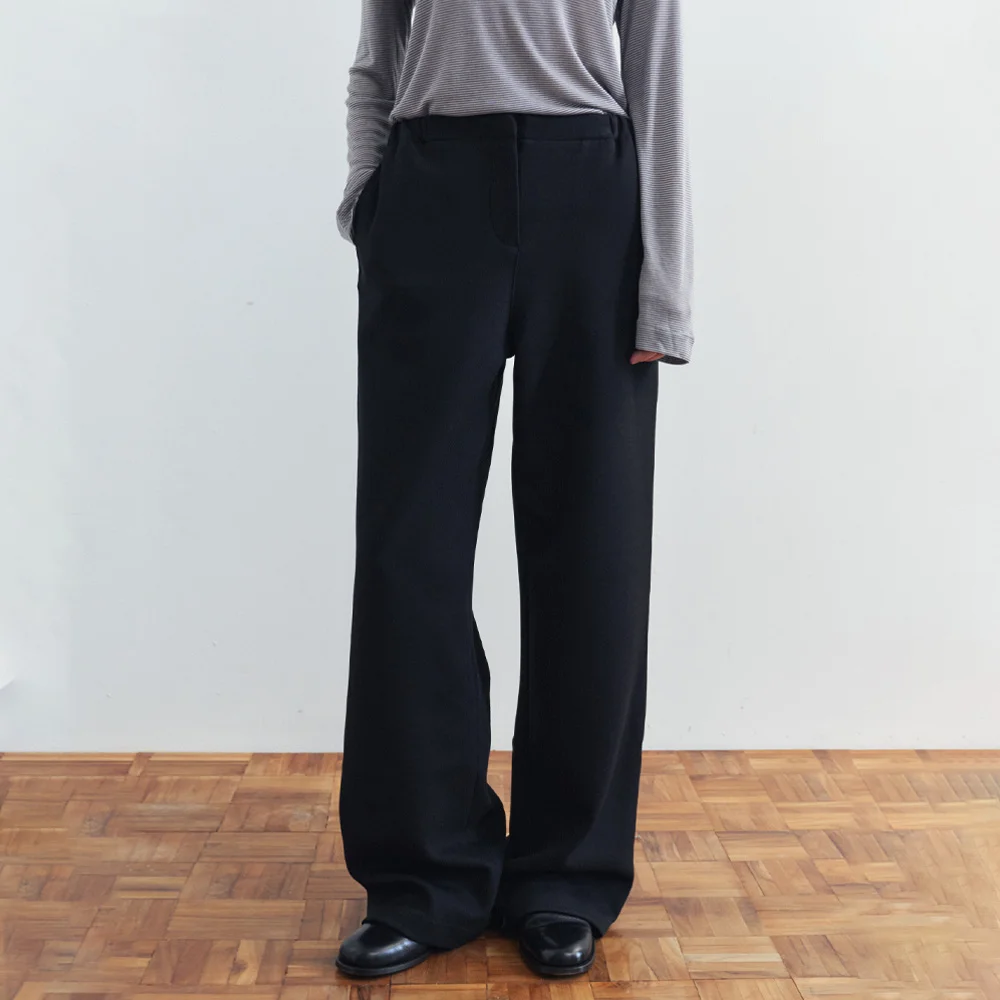 SIPT7216 舒適 鬆緊帶 褲子_Black