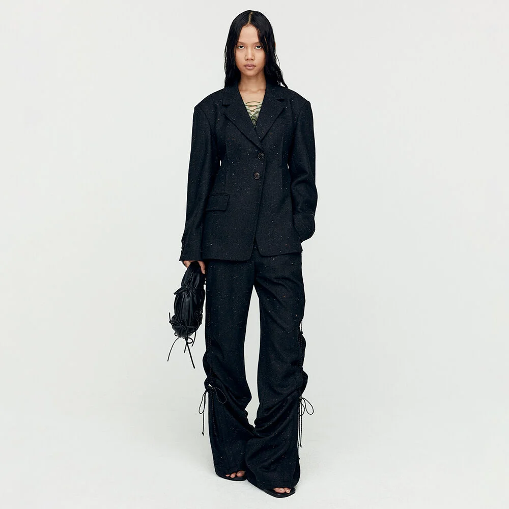 NEP WOOL LACE-UP WIDE PANTS apa769w(BLACK)