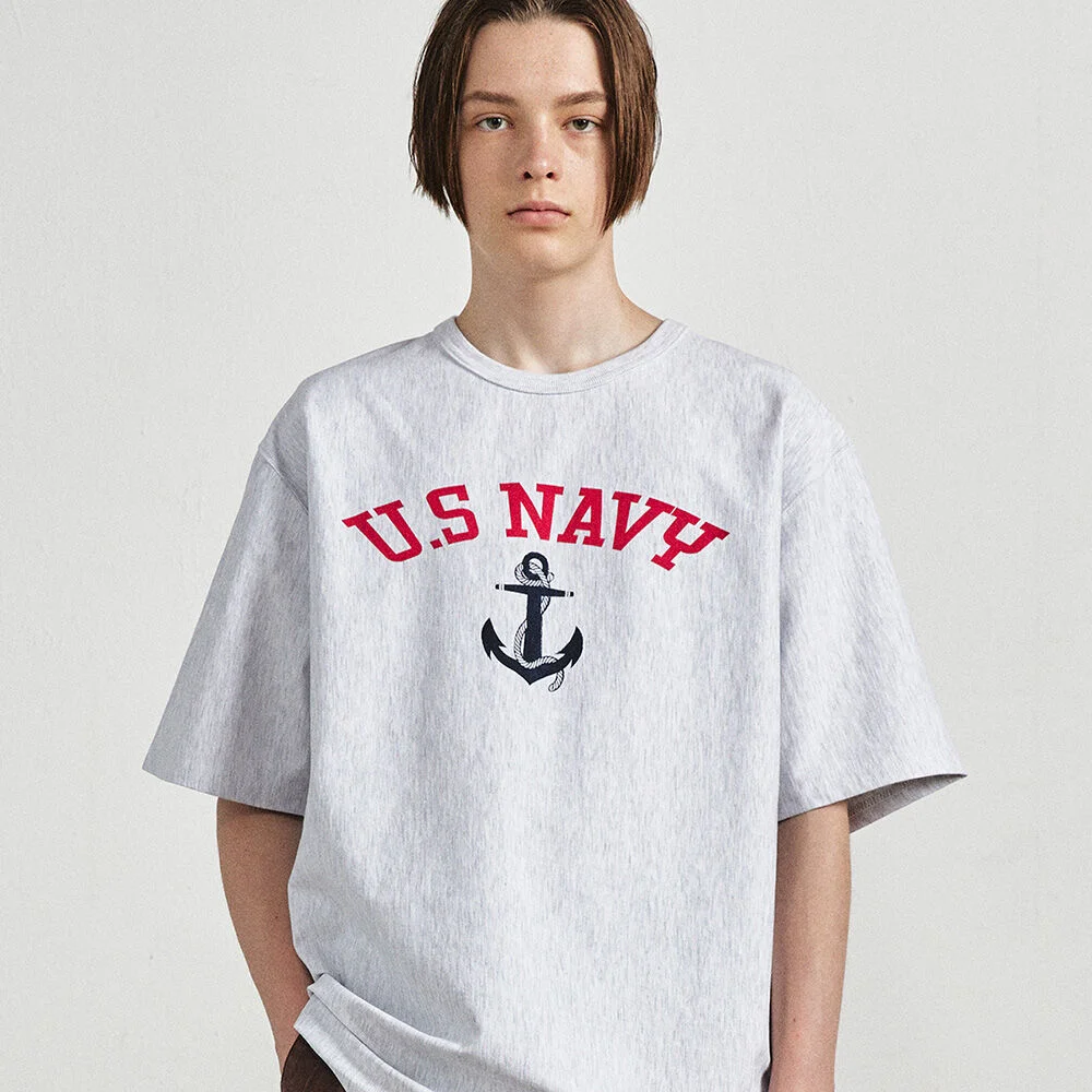 US 海軍藍 T恤 麻花 1%