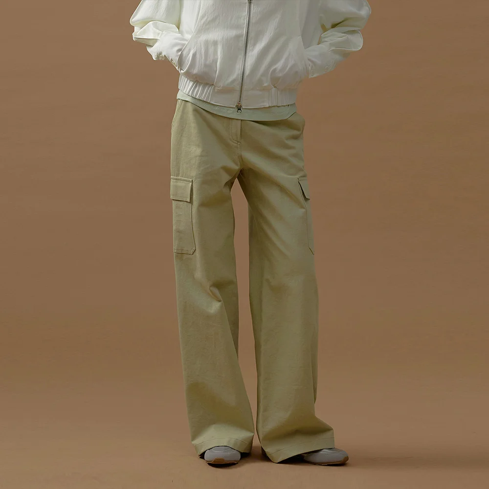 COTTON POCKET CARGO PANTS (natural green)