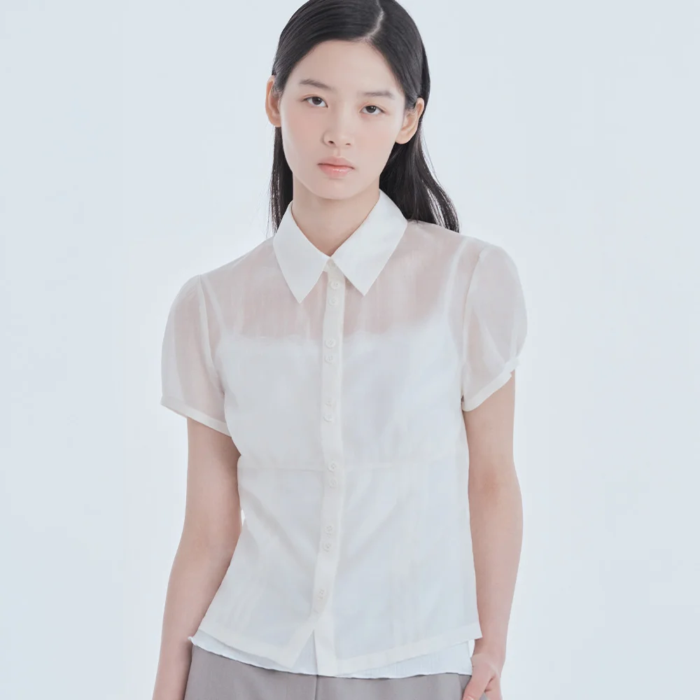 Sheer Classic Blouse - Ivory